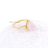Chalcedony Ring, Pink Chalcedony 8x10mm Pear Gemstone Ring, 925 Sterling Silver Gold Plated Prong Set Ring, Anniversary Gift Ring For Her